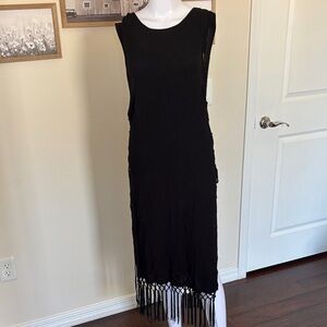 L*Space Black Fringe Beach Coverup